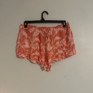 Women’s Orange Tropical Pattern Shorts
